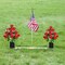 Artificial Cemetery & Memorial Flowers with Vase – Red Silk Rose Gravesite Bouquet, Outdoor Headstone Decoration, Long-Lasting Memorial Arrangement with Black Spiked Vase (2 Sets)